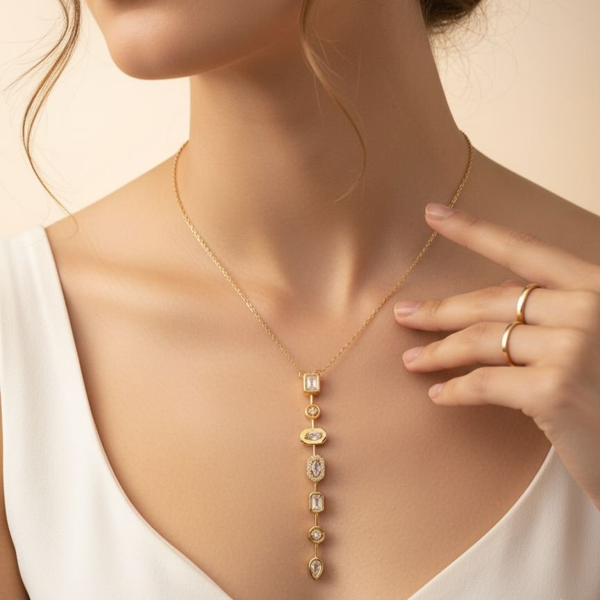Geometric Cascade Pendant Necklace2