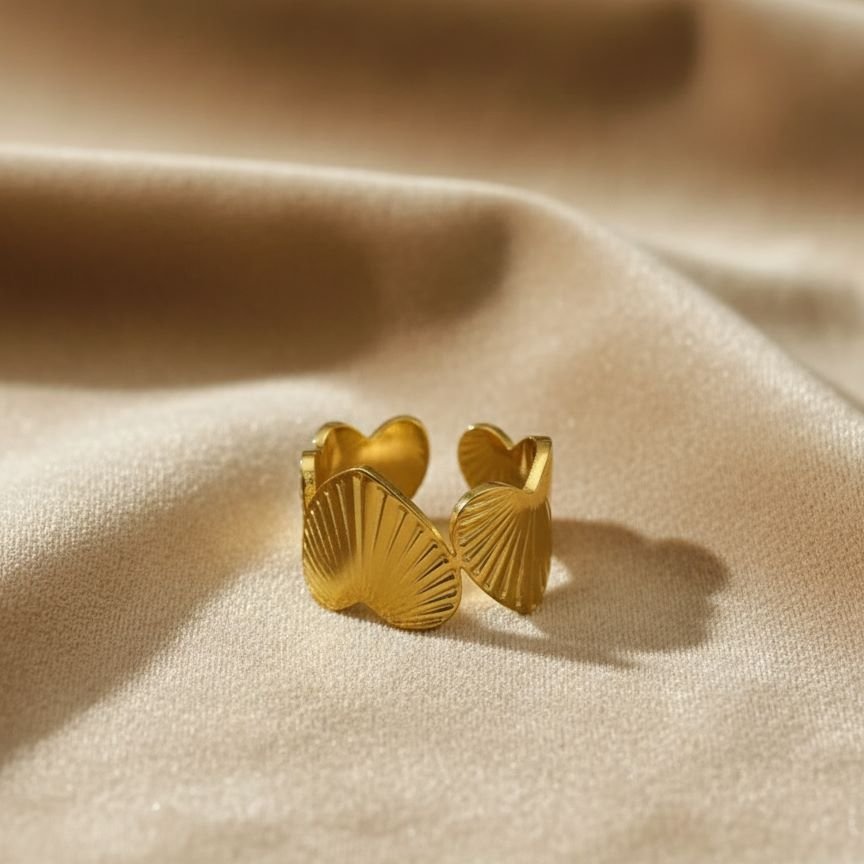 Gilded Plume Cuff Ring