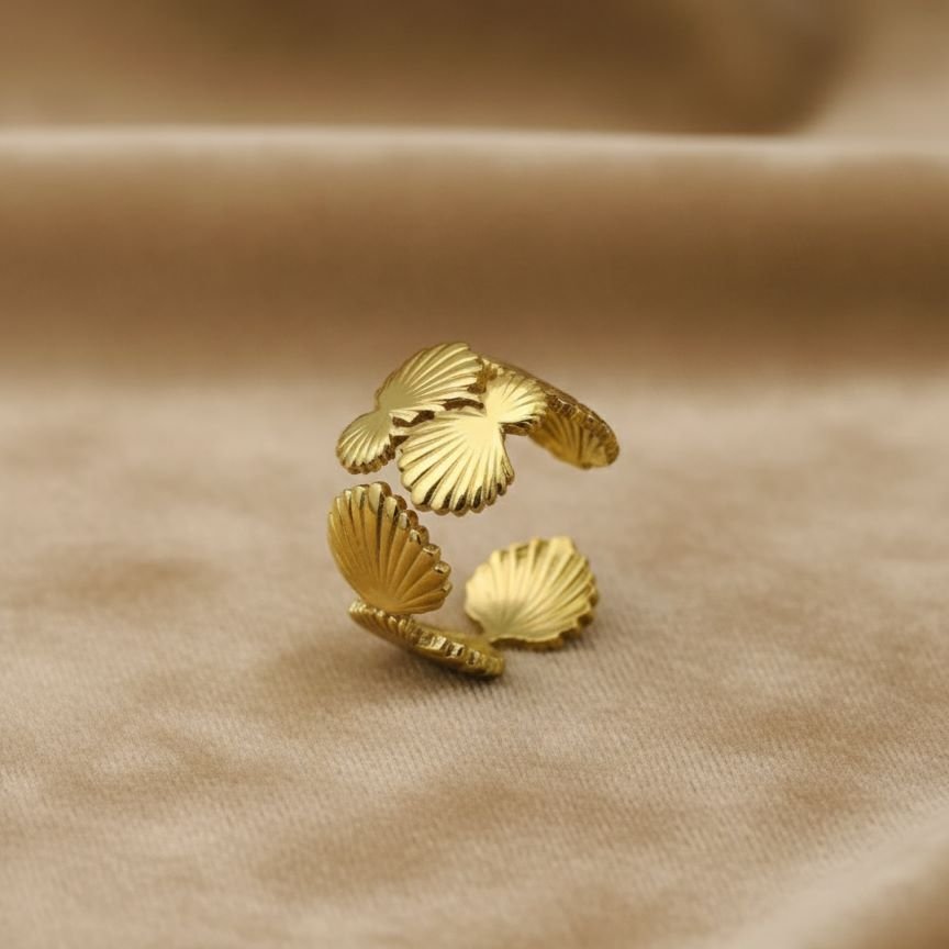 Ginkgo Scallop Cuff Ring
