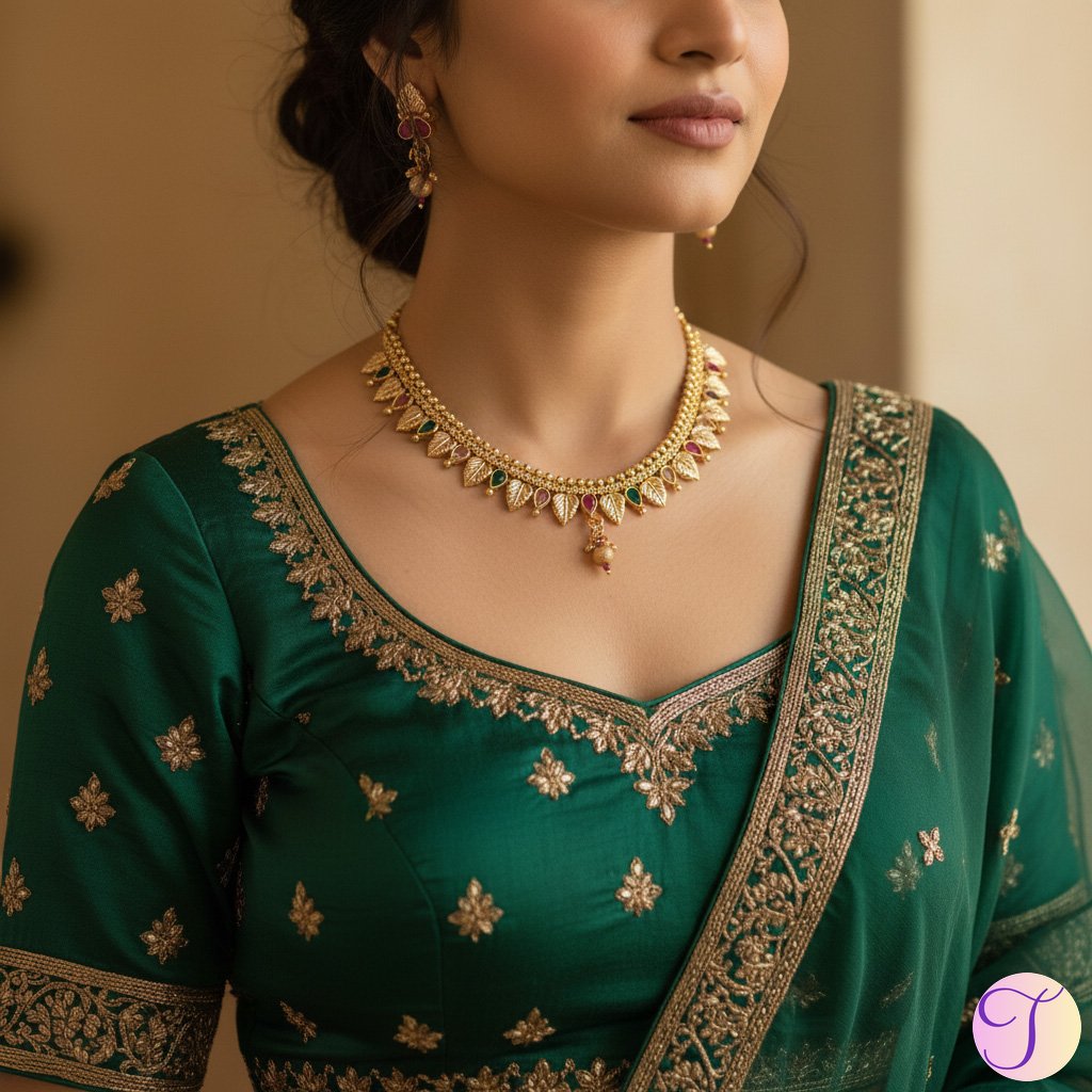 Heritage Vine Rajwadi Golden Necklace Set