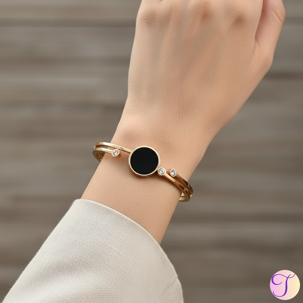 Midnight Orbit Golden Anti-Tarnish Kada Bracelet