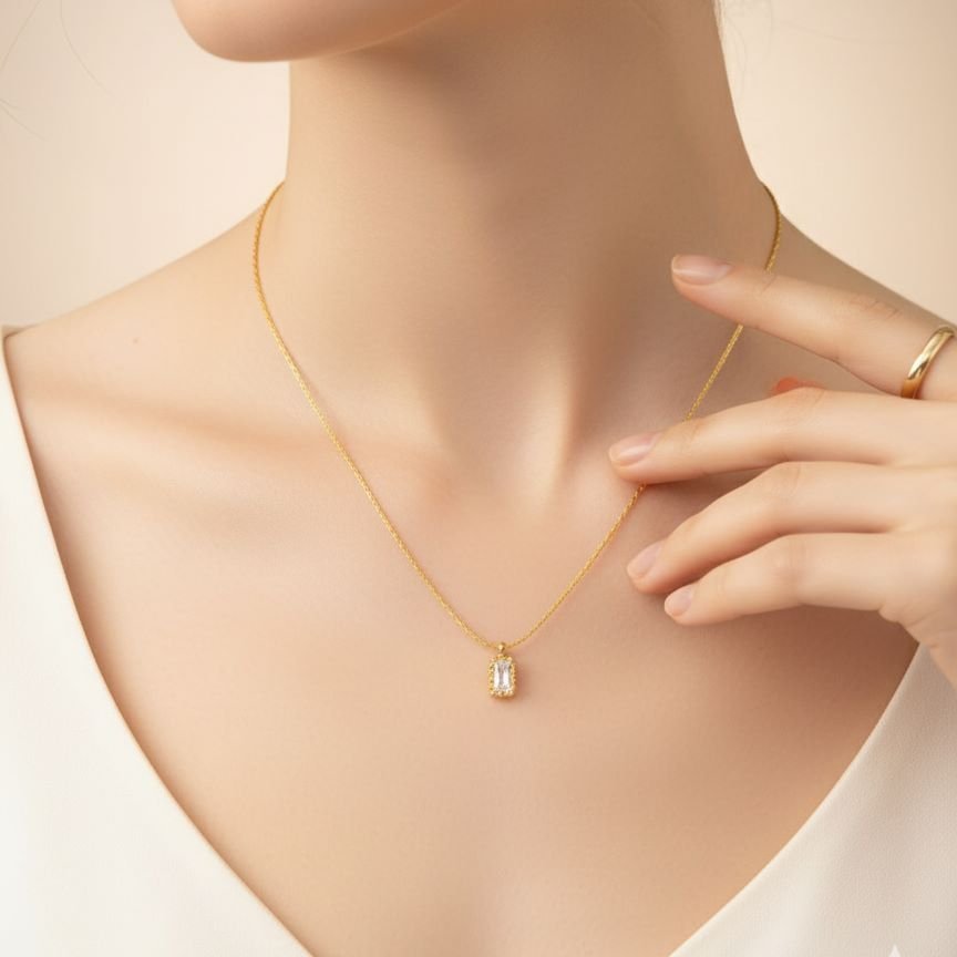 Radiant Halo Solitaire Necklace2