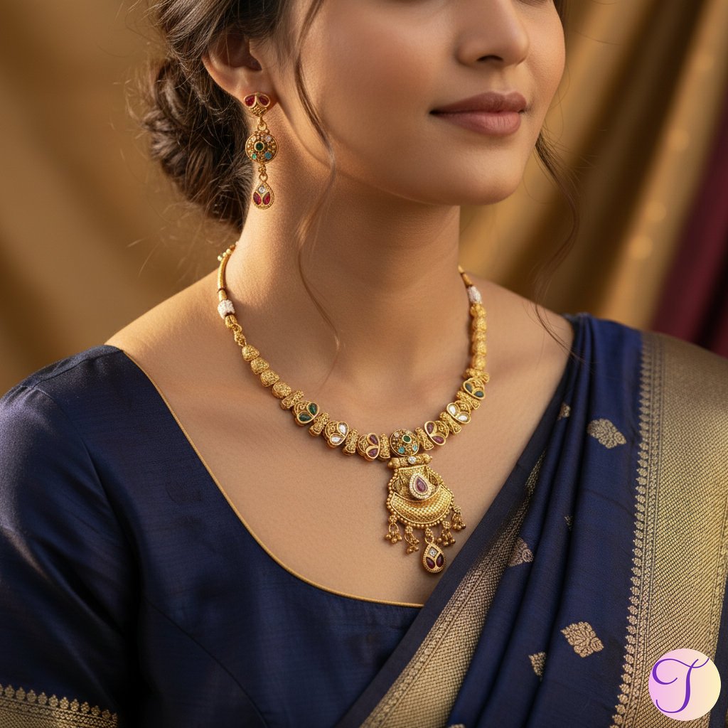 Regal Heritage Rajwadi Golden Necklace Set