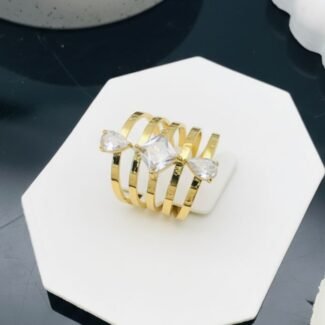 Celestial Curve Multi-Band Crystal Ring