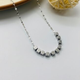 Silver Prism Anti-Tarnish Beaded Chain Necklace