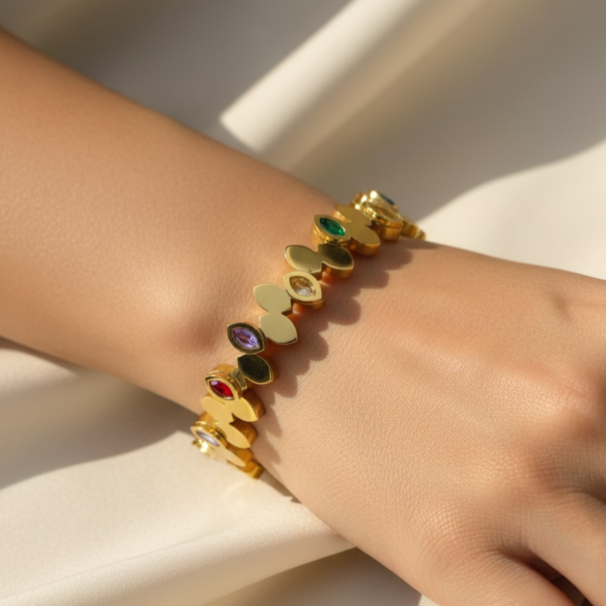 Vivid Aura Multicolour Stone Anti Tarnish Bracelet 2