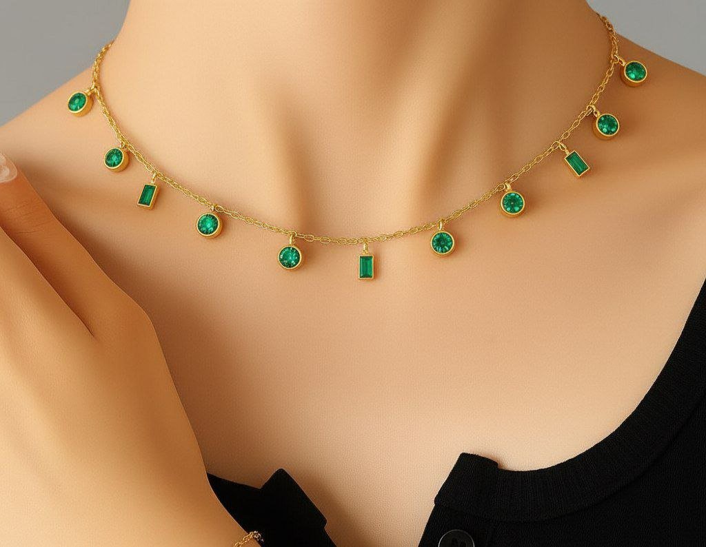 Emerald Dangle Charm Pendant