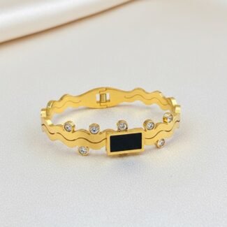 Serpentine Onyx Anti-Tarnish Wave Kada