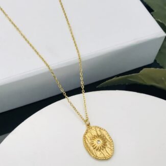 Gold Sunburst Pendant Necklace