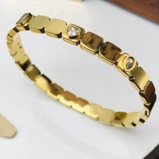 Gold-Tone Heart Crystal Kada