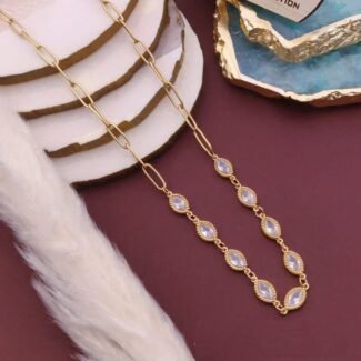 Gold Marquise Link Necklace